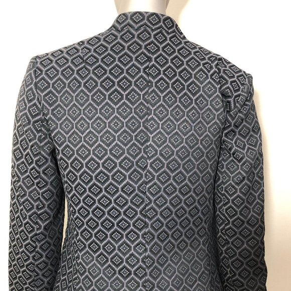 Banana Republic Women's Size 4 Open Front Textured Printed Blazer Drk Gray/Black - Picture 5 of 11
